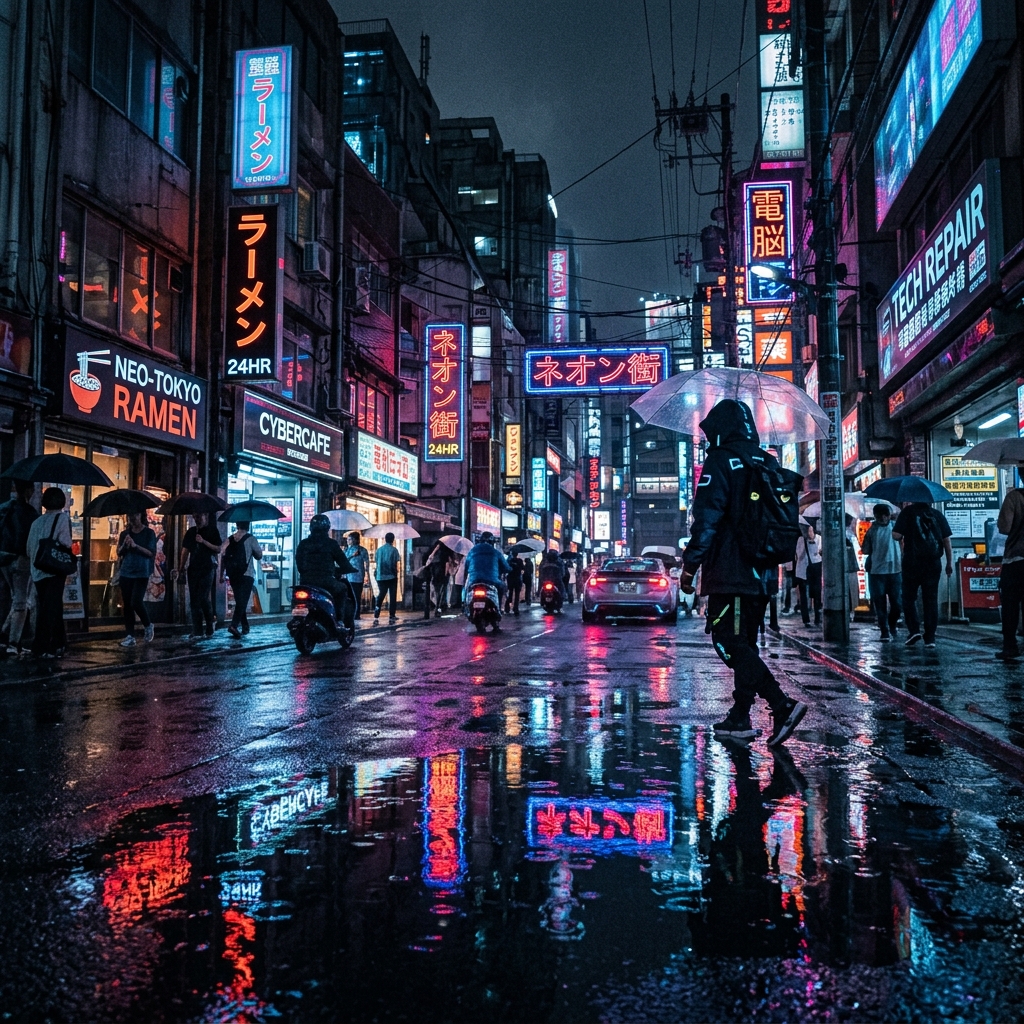 Neon cyberpunk street